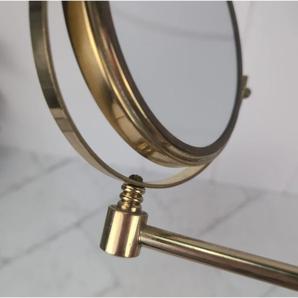 Vintage Magnifying Wall Mount Mirror Brass Folding Swing Arm Wall Mount